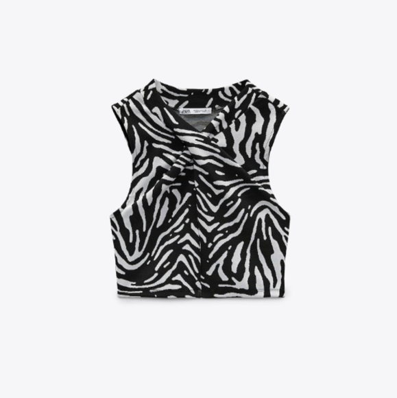 ZARA Jacquard Wrap Top Women's Size Medium NWT - Picture 3 of 9